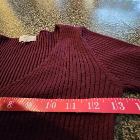 Ambience Burgundy Ribbed Crop Top Women’s M Long Sleeve Side Grommets & Ties - Picture 8 of 12